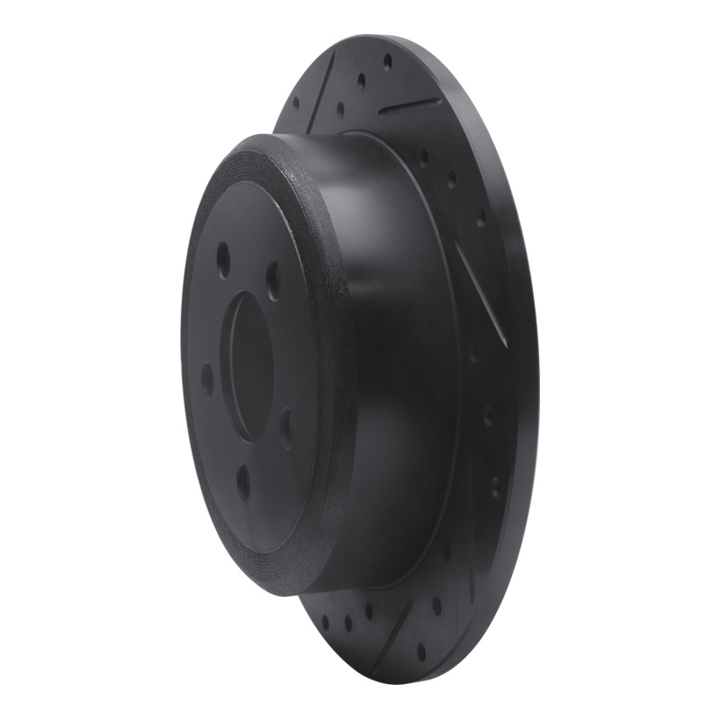 Dodge Nitro Brake Rotor (1) - Rear Left - R1 Concepts - Drilled & Slotted - Black - `07-`12